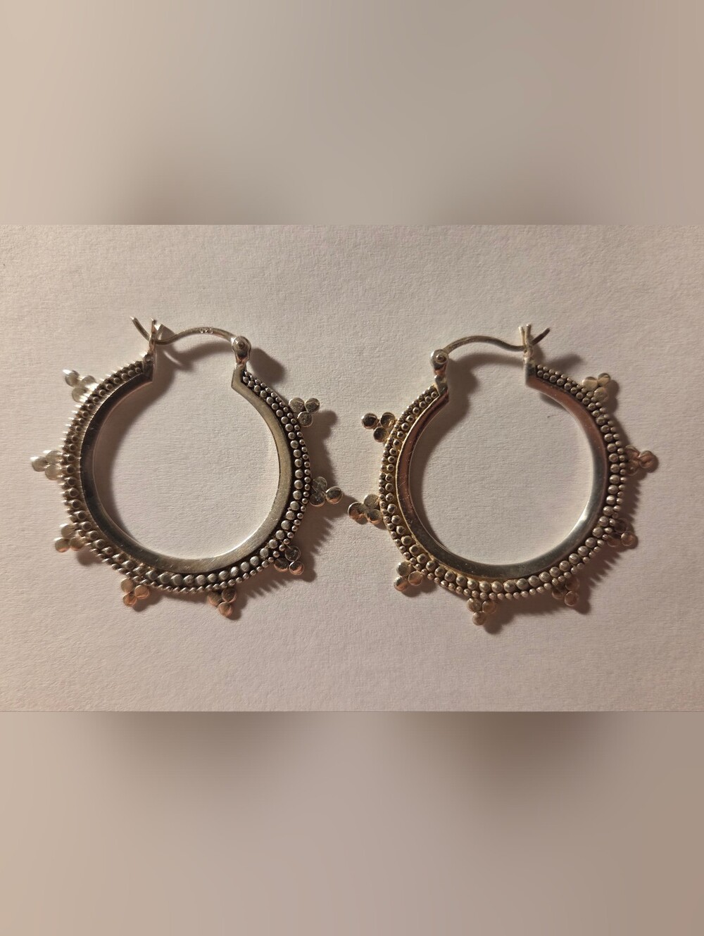 Ornate 925 Silver Hoop Earrings